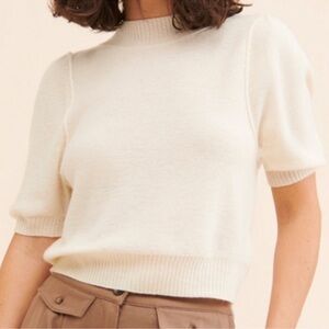 Free People Cashmere Cream Short Sleeve Knit Top